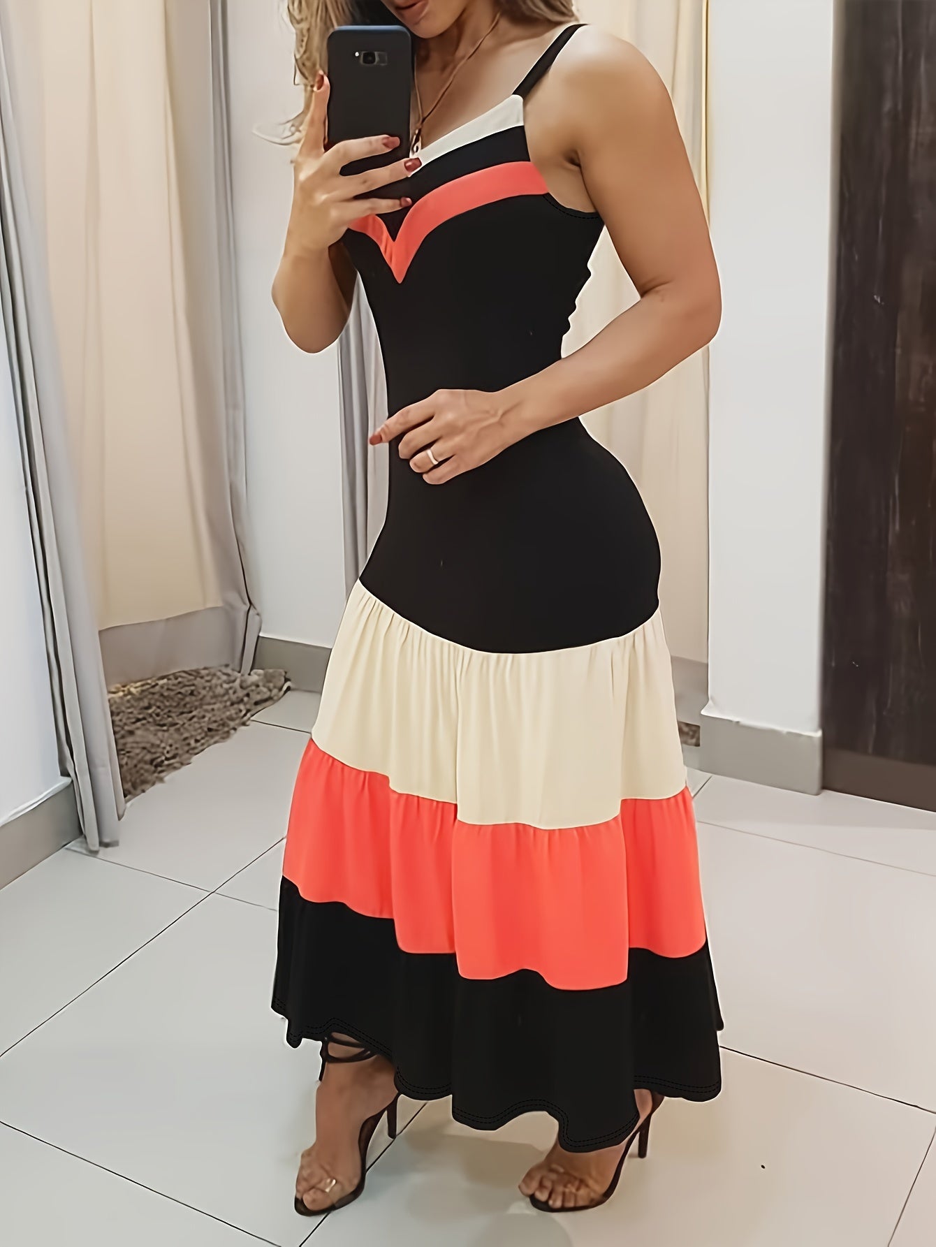 Color-Blocking Spaghetti Strap Dress